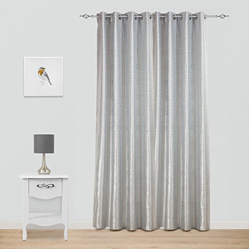 2X Cortinas Opacas de Ojetes con Estampado Gofrado con Brillo, Elegantes y Modernas para Ventanas de Salón Dormitorio Oficina, 100% Poliéster 220g/m² Resistente, 140x260cm, Color Gris Plata