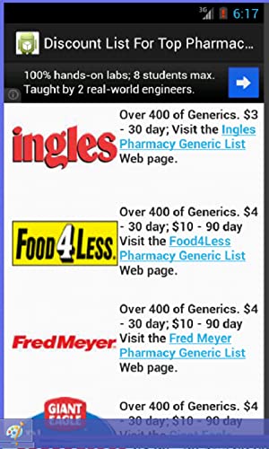 $3 / $4 Discount Drug List For Top Pharmacies ( Free, no Advertisements )