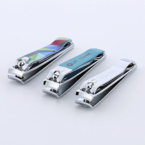 3 Claveles - Lote 2 Cortaúñas Cromados con Lima para Manos y Pies en Acero Inoxidable al Carbono. Acabado Metalico. Medidas 6 y 8 cm