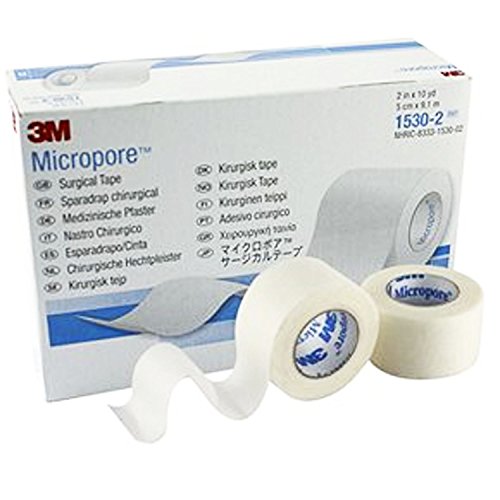 3 M Micropore – Esparadrapo quirúrgico primeros auxilios médico cinta – 2,5 cm x 9,14 m x12 rollos)