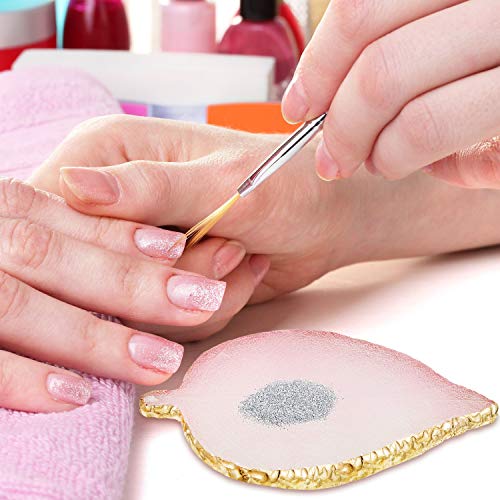 3 Paletas de Arte de Uñas Placa de Mezcla de Color de Esmalte de Uñas Soporte de Uñas de Resina con Borde Dorado Herramientas de Mezcla Cosmética Exhibición de Uñas (Forma de Hoja)