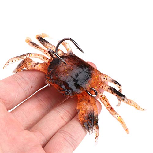 3 pcs Señuelos de Pesca, Pesca Señuelo Suave Gancho De Agua Salada De Simulación De Cebo De Cangrejo, Cangrejo de Pesca Suave Señuelos Cebo Artificial con Anzuelos Simulación Agua Salada Señuelo