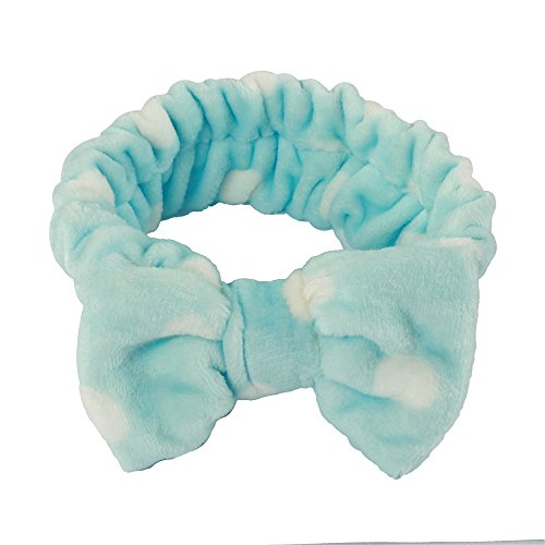 3 Pieces Women/Girl Adorable Fashion/Soft Cut Carol Plush Bun Makeup Cosmetic Shower Band Elastic Hair Band 3 Colors Available (rosa, azul y arco iris)