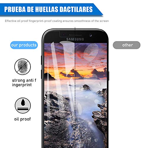 [3 Unidades] Amonke Protector de Pantalla para Samsung Galaxy A5 2017 Cristal Templado, 9H Dureza Alta Definicion [Sin Cobertura Toda Pantalla] Vidrio Templado Screen Protector para Samsung A5 2017