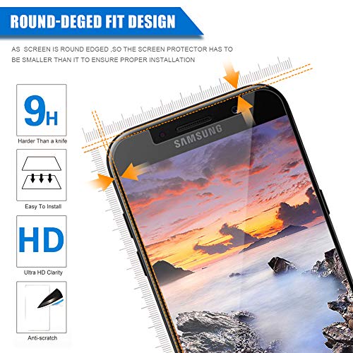 [3 Unidades] Amonke Protector de Pantalla para Samsung Galaxy A5 2017 Cristal Templado, 9H Dureza Alta Definicion [Sin Cobertura Toda Pantalla] Vidrio Templado Screen Protector para Samsung A5 2017