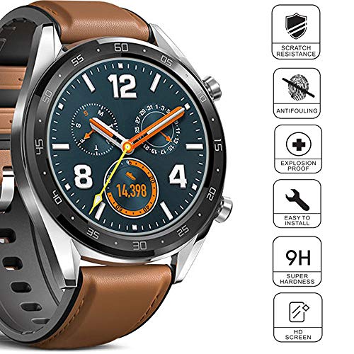 [3 Unidades] Protector de Pantalla para Huawei Watch GT,THILIVE Vidrio Cristal Templado 9H Dureza,2.5D Touch,HD-display,Anti-Huellas,Anti-Burbujas