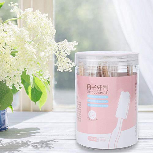30 Unids Mini Cepillo de dientes desechable No se necesita pasta de dientes Cuidado oral suave y portátil para niños, Envejecido, Maternidad, Viaje(Limón)