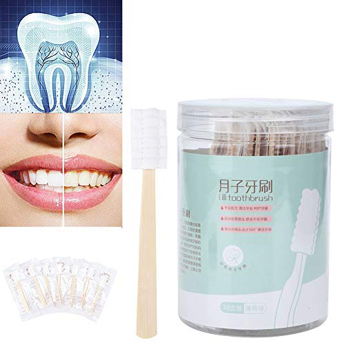 30 Unids Mini Cepillo de dientes desechable No se necesita pasta de dientes Cuidado oral suave y portátil para niños, Envejecido, Maternidad, Viaje(menta)