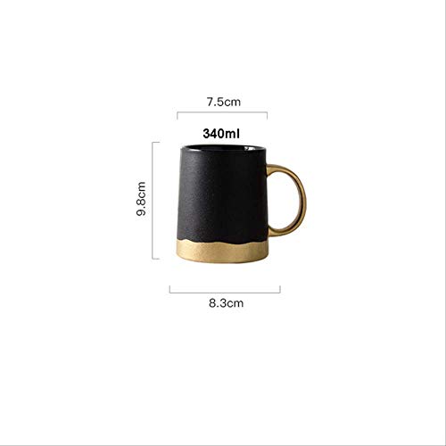 340ml Vintage Oro Chapado Mango Taza Mate Negro Cerámica Taza Creativa Árbol Hoja Patrón Taza De Café Taza Taza De Leche Taza Nueva 340ml (11.5oz) B