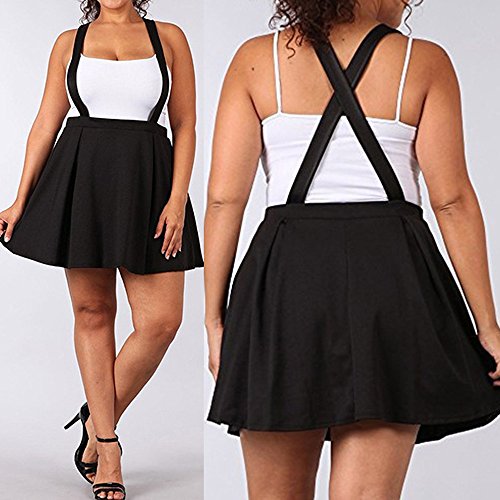 35% de Descuento Women Black Plus Size S-5XL Correa Suelta Color Puro Mini Falda Corta