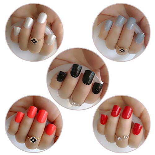 360PCS Moda uñas cortas falsas, 15 colores diferentes de uñas para su elección