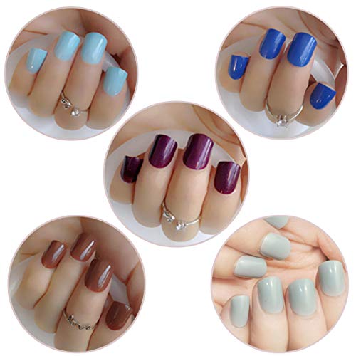 360PCS Moda uñas cortas falsas, 15 colores diferentes de uñas para su elección