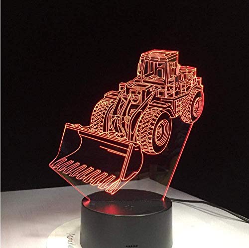 3D Led Night Light Excavator Bulldozer Machine Lamp 7 Cambio de color Atm¨®sfera L¨¢mpara t¨¢ctil Vision L¨¢mpara de acr¨ªlico Regalos