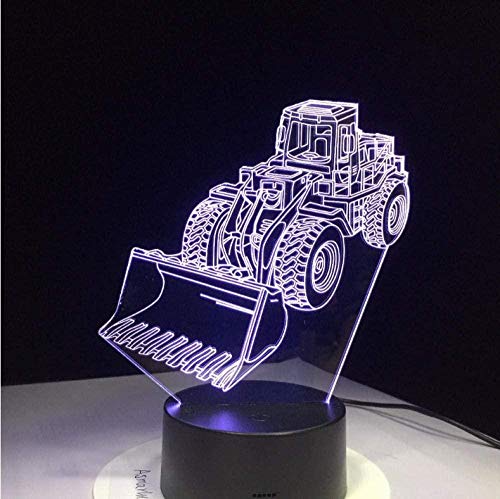 3D Led Night Light Excavator Bulldozer Machine Lamp 7 Cambio de color Atm¨®sfera L¨¢mpara t¨¢ctil Vision L¨¢mpara de acr¨ªlico Regalos