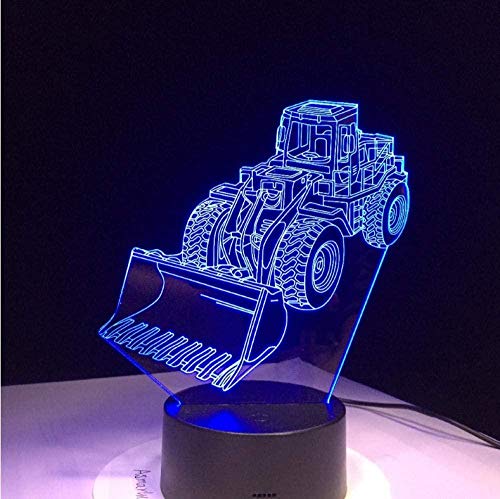 3D Led Night Light Excavator Bulldozer Machine Lamp 7 Cambio de color Atm¨®sfera L¨¢mpara t¨¢ctil Vision L¨¢mpara de acr¨ªlico Regalos