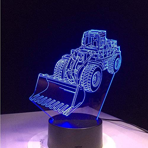 3D Led Night Light Excavator Bulldozer Machine Lamp 7 Cambio de color Atm¨®sfera L¨¢mpara t¨¢ctil Vision L¨¢mpara de acr¨ªlico Regalos