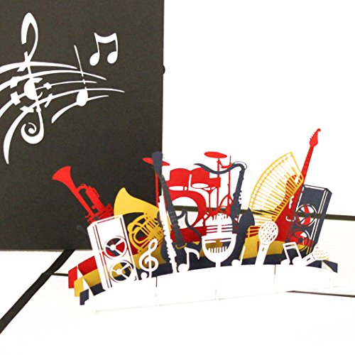 '3d pop up tarjeta "Orquesta – Instrumentos Musicales – Tarjeta de cumpleaños Música, regalo GG02 Instrumento, tarjeta 3d de cologne Cards | de Pop Up Tarjetas