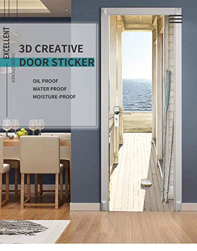 3D Puerta Mural, Venecia Pvc Door Mural Sticker Autoadhesivo para Dormitorio Sala Cocina Extraíble Door Wallpaper Poster Diy Decoración 77X200cm