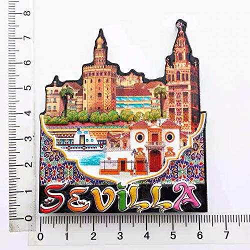3D Sevilla España Nevera Imán de Nevera Recuerdos Turísticos Pegatinas Magnéticas Hechas A Mano Inicio Cocina Decoración Regalo de Viaje