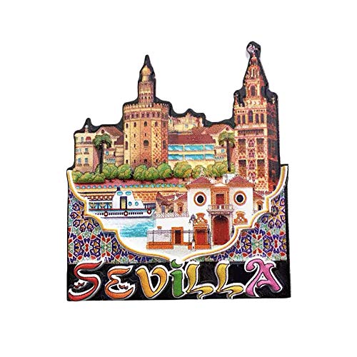 3D Sevilla España Nevera Imán de Nevera Recuerdos Turísticos Pegatinas Magnéticas Hechas A Mano Inicio Cocina Decoración Regalo de Viaje