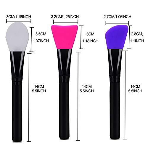 3PCS Silicona Mascarilla Facial, Cepillo de la Máscara Cara Juego de Brochas de Silicona, Cepillo Aplicador de Mascarilla Faciales de Barro Herramientas de Aplicación de loción corporal
