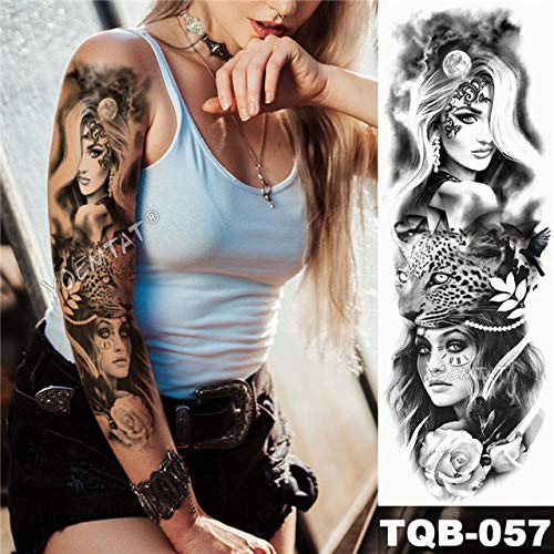 3pcsBig Brazo Manga Tatuaje boceto león Tigre Tatuaje Impermeable Pegatina Salvaje Feroz Animal Hombre Completo pájaro tótem Tatuaje 3pcs-23