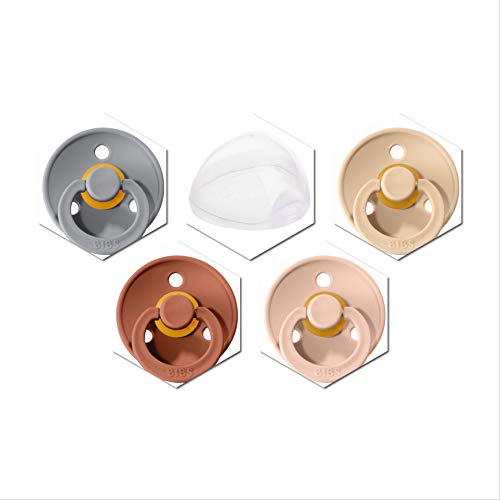 4 chupetes Bibs Colour, tamaño 1 (0 – 6 meses), set de iniciación para niña, incluye una elegante caja para chupete de JJLS