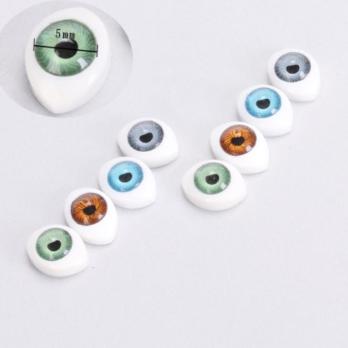 4 Color 8X Ojos Oval Hueco Atras Plastico Para Muneca Mascara 5mm DIY Doll Eyes