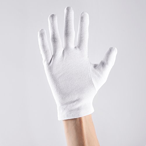 4 Pares de Guantes de Algodón Guantes Hidratantes Guantes de Spa de Mano de Cosmético para Mujeres y Chicas, Blanco (S)