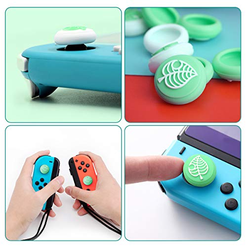 4 PCS Joystick Thumb Grip Caps for Switch & Switch Lite Joystick Cover, Cute Leaves Silicone Joystick Cap Joy-con Cover Analog Caps for NS Controller Accessories (Green)