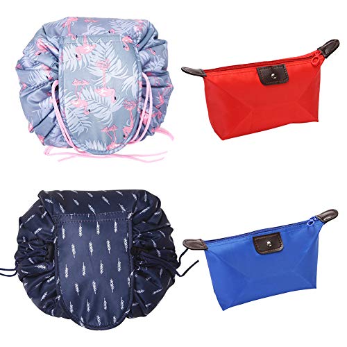 4 Piezas Bolsa de Maquillaje Bolsa de Cosméticos con Cordón Bolso de Organizador con Forma de Bola de Masa Neceser de Viaje Impermeable para Mujeres y Niñas