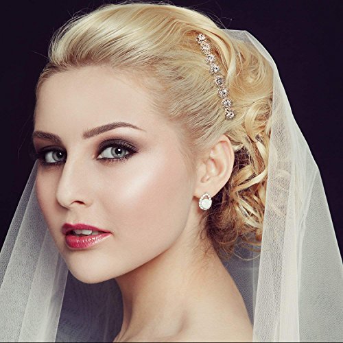 4 Piezas de Peineta Lateral de Pelo de Flor de Aleación Diamantes de Imitación Clips de Pelo de Joyería de Novida de Boda para Mujeres, Dorado Rosado