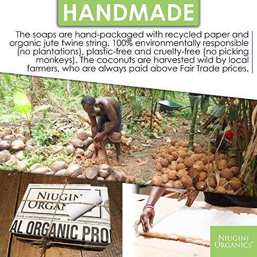 4 x Jabónes de aceite de coco virgen puro orgánico del MUNDO (4 x Mixto, Sin Aroma, Lavanda, Patchouli, Hierva de Limon )