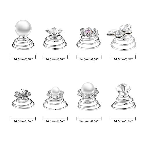 40 horquillas en espiral para el pelo, espirales, espirales, para bodas, fiestas, 8 estilos