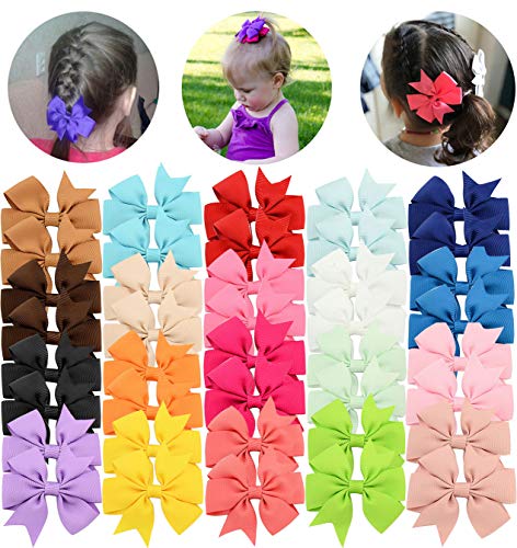 40 Unids Bebé Niñas Pinzas Para el Cabello Suave Grosgrain Ribera Arcos de Cocodrilo Pasadores para Adolescentes Niños Pequeños 20 Colores