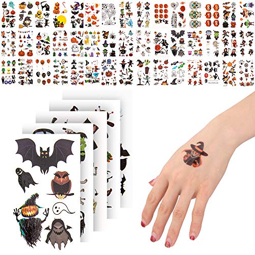 # 400 Tatuajes temporales de Halloween para niños, Pegatinas no tóxicas para Maquillaje de Halloween, Fiesta de Cosplay, calcomanías faciales, Recuerdos de Halloween para niños y niñas