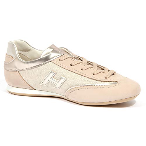 4053J Sneaker Donna Beige/Platinum HOGAN Olympia Metallic Effect Shoe Woman [36]