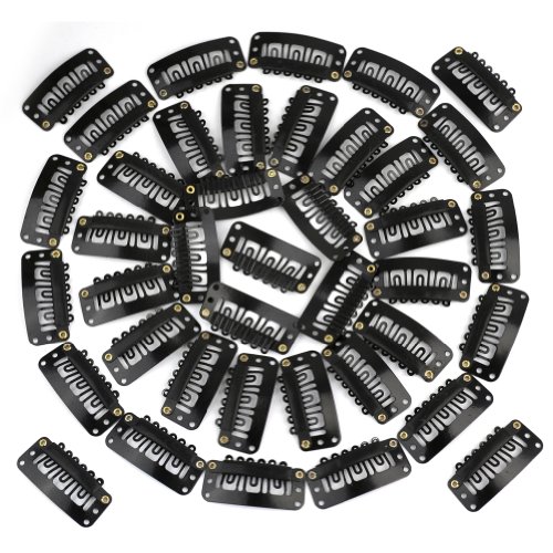 40x en forma de U Clips Snap clip del metal para la extensión del pelo de la peluca de la trama del clip del pelo Negro