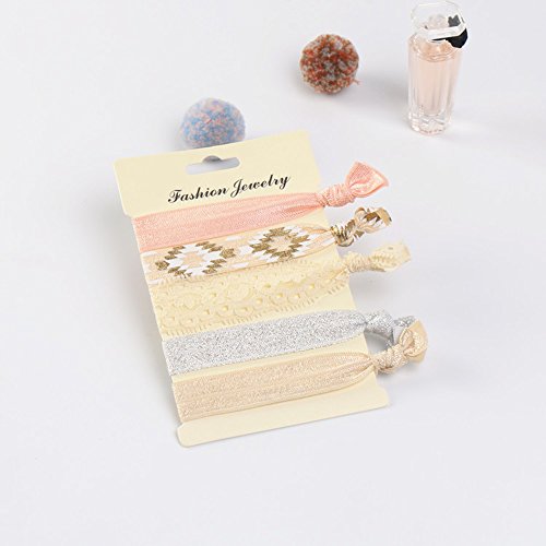 45 pcs showpower no arrugas dorado encaje elástica pelo banda coleta soporte cinta para el pelo para niña y mujer