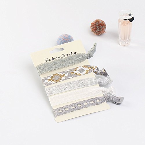 45 pcs showpower no arrugas dorado encaje elástica pelo banda coleta soporte cinta para el pelo para niña y mujer