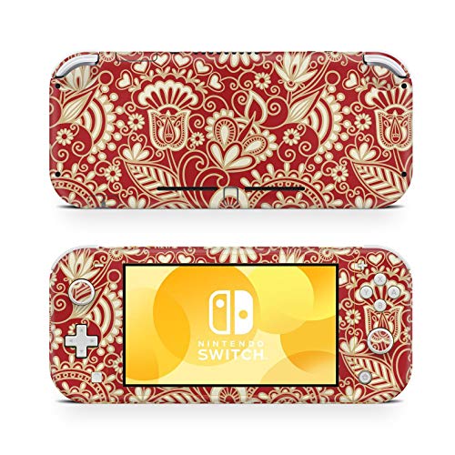 46 North Design Switch Lite Skin Vinyl Stickers, Arte Chino Mandarín Patrón Dorado Templo Antiguo Pintura Oro Gráfico Asiático, Alta calidad, Durable, Sin burbujas, Made in Canada