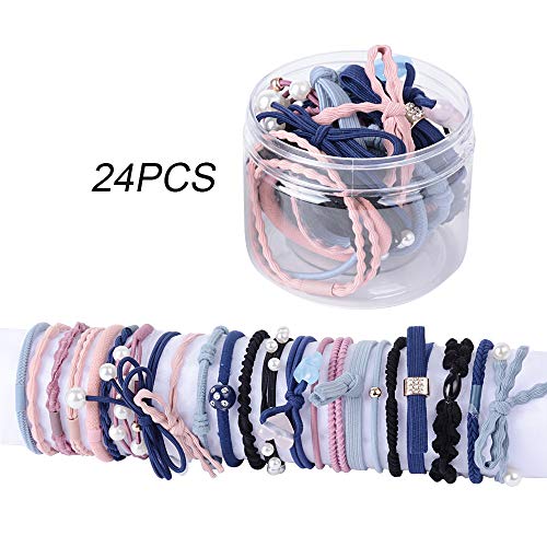 48pcs Gomas Pelo Elásticos Coleteros Tela de Colores para Cabello Niña Mujer