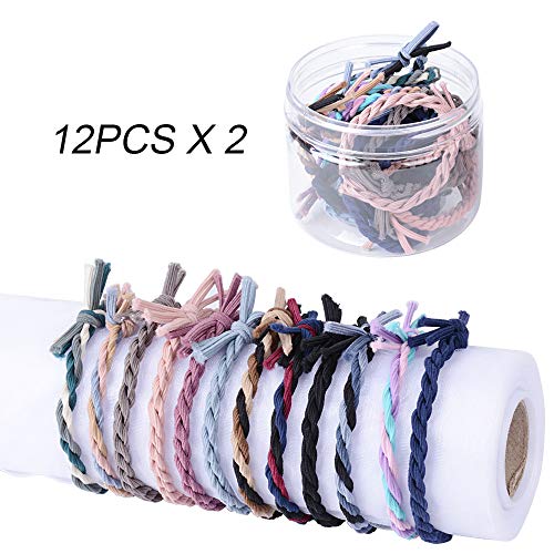 48pcs Gomas Pelo Elásticos Coleteros Tela de Colores para Cabello Niña Mujer