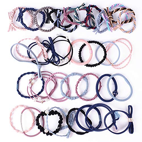 48pcs Gomas Pelo Elásticos Coleteros Tela de Colores para Cabello Niña Mujer