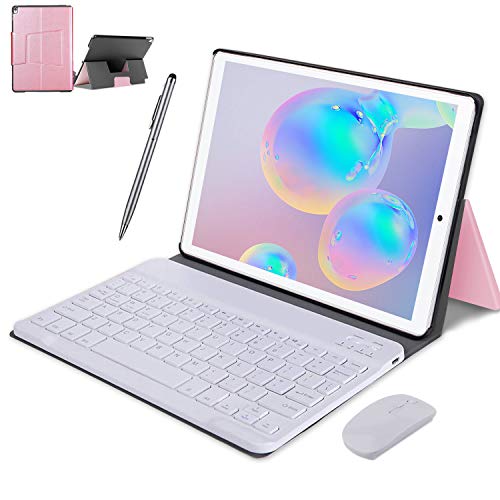 4G Tablets 10.1 Pulgadas, Android 9.0 Tablet PC con 4GB RAM+ 64GB ROM, Quad-Core 8MP 2 in 1 Tablet con Teclado, 8000mAh Moviles Buenos o Tablets Puede Llamar Apoyo Dual SIM WiFi/Bluetooth/OTG (Rosa)