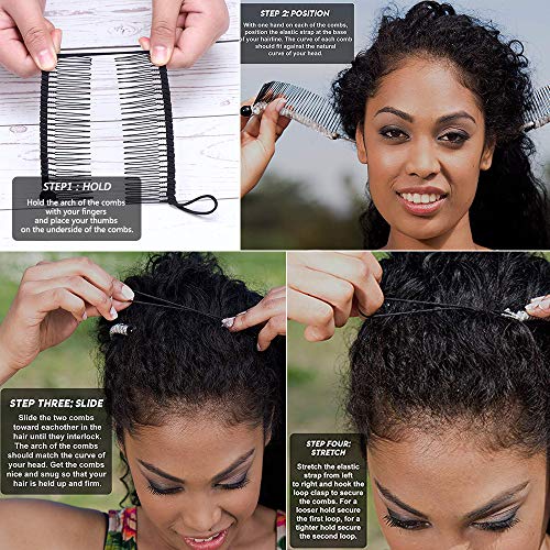 4PCS Pinzas de pelo de plátano elásticas para mujeres Pinzas de pelo de plátano largo de plástico Clip de peine de plátano para cabello de damas y niñas