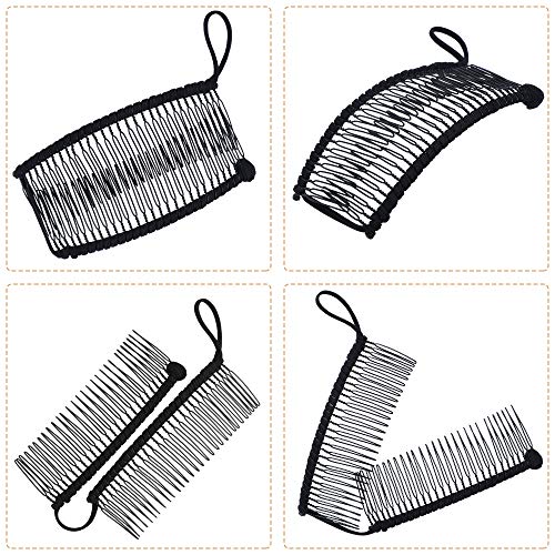 4PCS Pinzas de pelo de plátano elásticas para mujeres Pinzas de pelo de plátano largo de plástico Clip de peine de plátano para cabello de damas y niñas