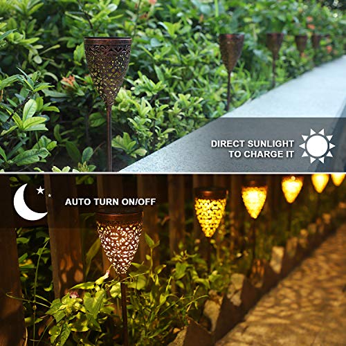 4x Lámpara Solar para Jardín, Luces Solares Impermeables Iluminación de Exterior, IP44, Lámpara Solar Decorativa para Jardín Camino Césped Patio Camping