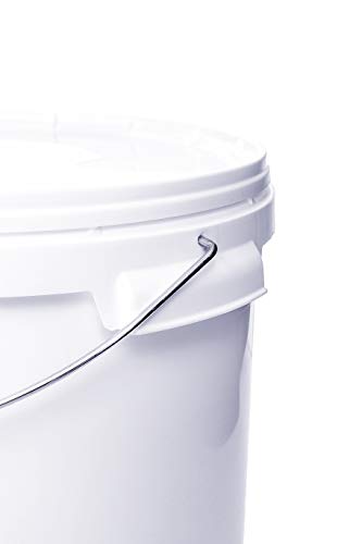 5 cubos de 20 litros con tapa, color blanco, apilables, para leche, miel, cubo de plástico con liberación alimentaria, contenedor apto para alimentos, cubo vacío para harina, cubo de agua, 5 unidades