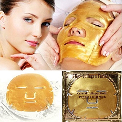 5 Pack oro Colágeno Máscara de colágeno Crystal – Anti envejecimiento, arrugas, Hidratante, imperfecciones, Firming, tonificación, ojeras, suavizado de piel, natural Lift, cuidado de la piel
